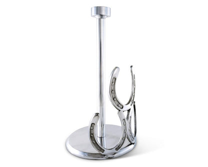 Arthur Court Aluminum Horseshoe Western Cowboy Decorative Countertop Paper Towel Holder Standing 12.5 inch Tall