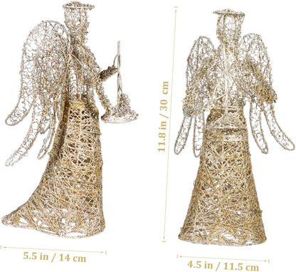ABOOFAN Gold Glitter Christmas Tree Topper - Coated Metal Angel Xmas Treetop Decoration for Holiday Decor