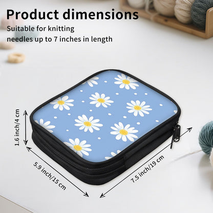 ETLKJVBL Crochet Hook & Knitting Needle Organizer Case, Small Daisy 2-Layer Travel Storage Bag for Hooks, Needles & Accessories, Empty
