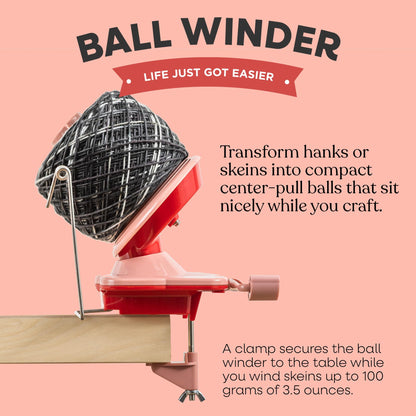Knit Picks Yarn Ball Winder for Knitting and Crocheting (Red)