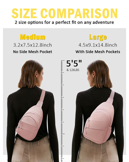 Tuwubi Crossbody Bags for Women, Sling Bag for Men, Small Hiking Backpack Anti Theft Lightweight for Outdoors Travel (M, Black)