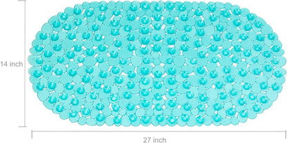 27 14 Inch, WELTRXE Pebbles Bath Mat Oval Non-Slip Bathtub Mat with Suction Cups, Drain Holes for Bathroom Showers