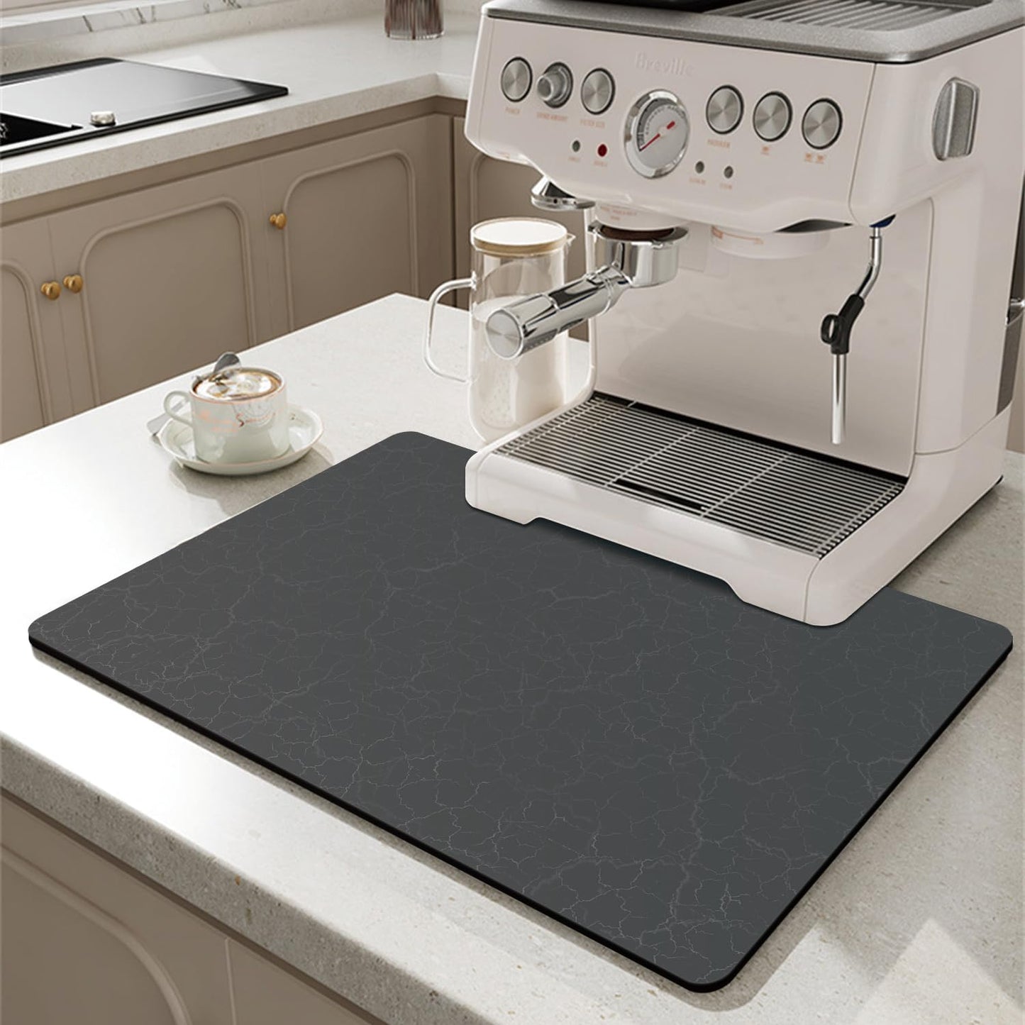 Countertops, 19"x12"Rubber Counter Coffee Maker Mat for Coffee Bar Accessories Fit Under Coffee Machine Mat Backed