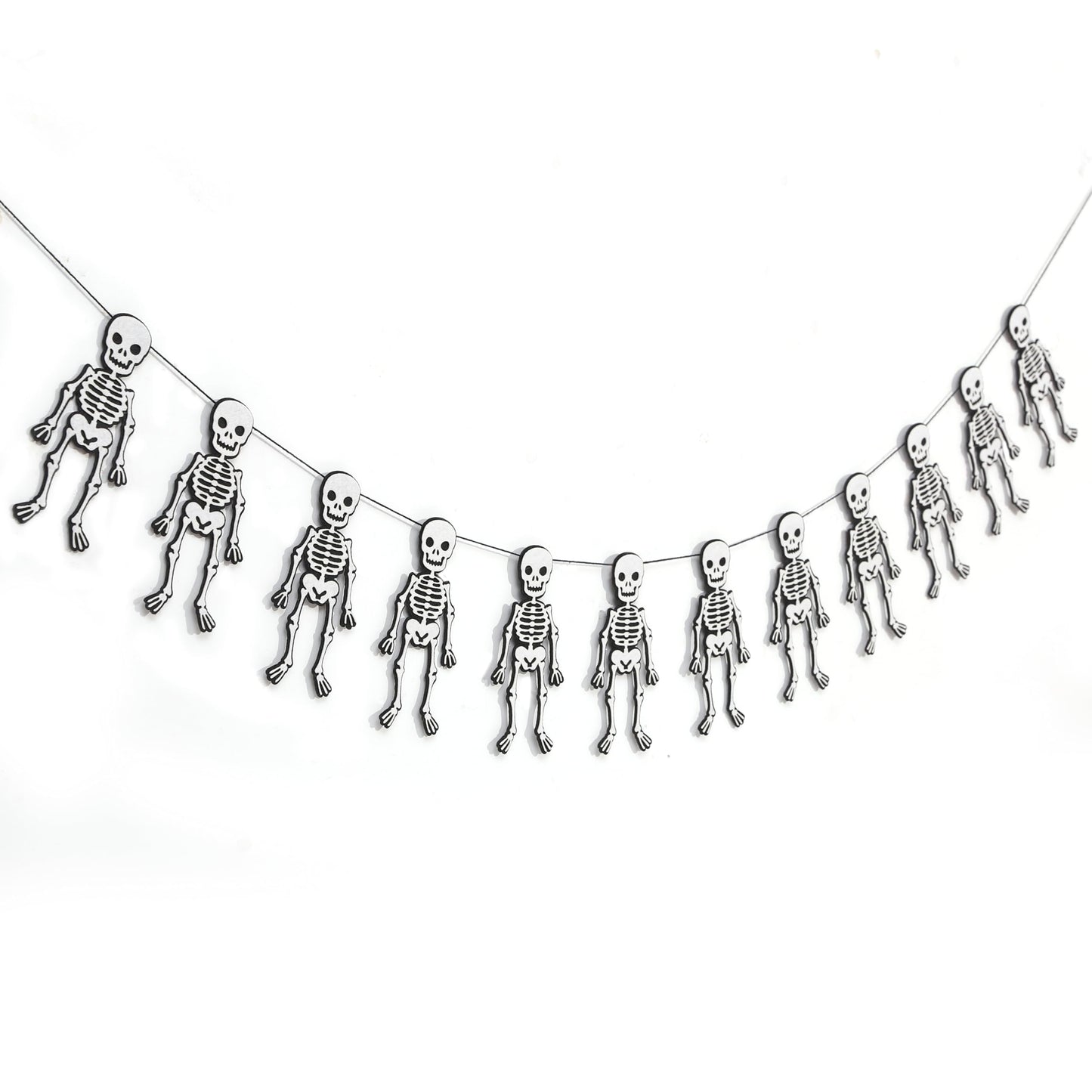 Halloween Skeleton Garland - Felt Halloween Birthday Party Banner, Gothic Theme Party Supplies, Bachelorette Parties Decoration and Gothic Weddings, Skeleton Decorations Cake Smash Photo Props
