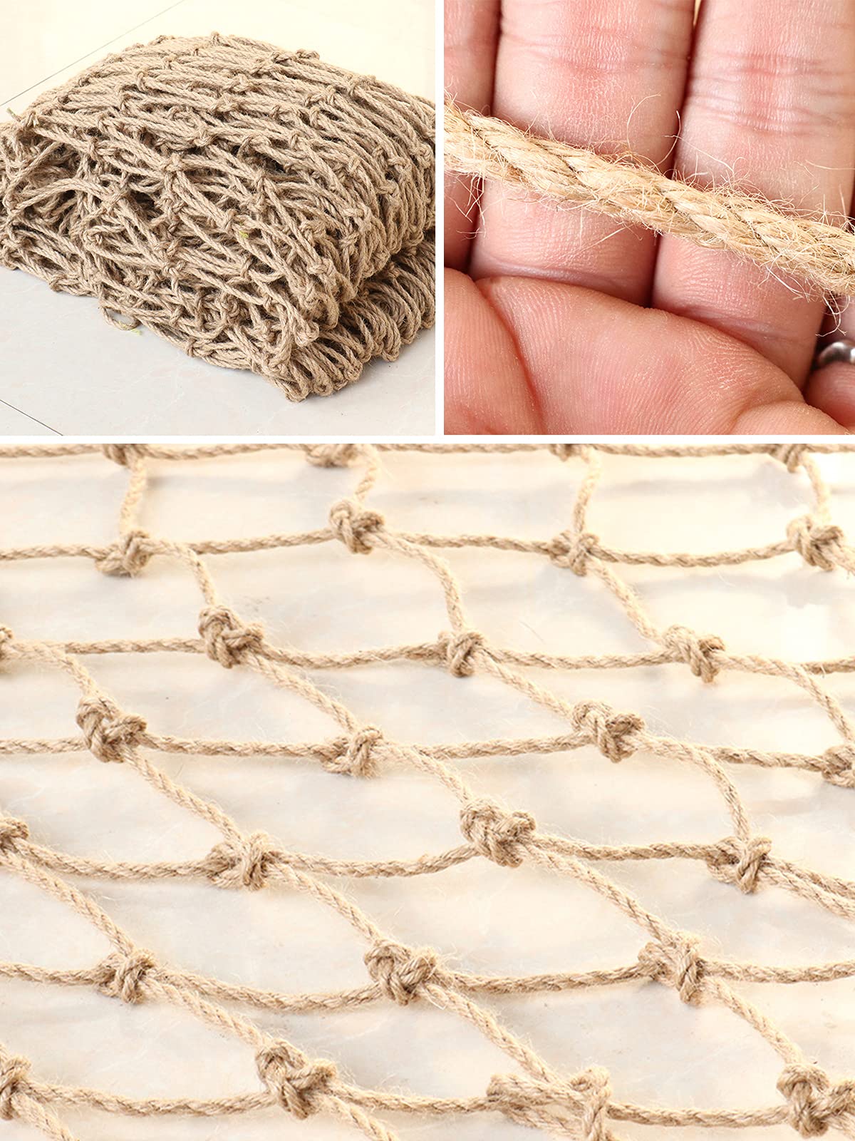 Jute Twine Trellis Netting Heavy Duty Climbing Plant Support Net for Outdoor Garden Vine Plants and Wall Decoration (2 x 3m / 78.7 x 118.1in)