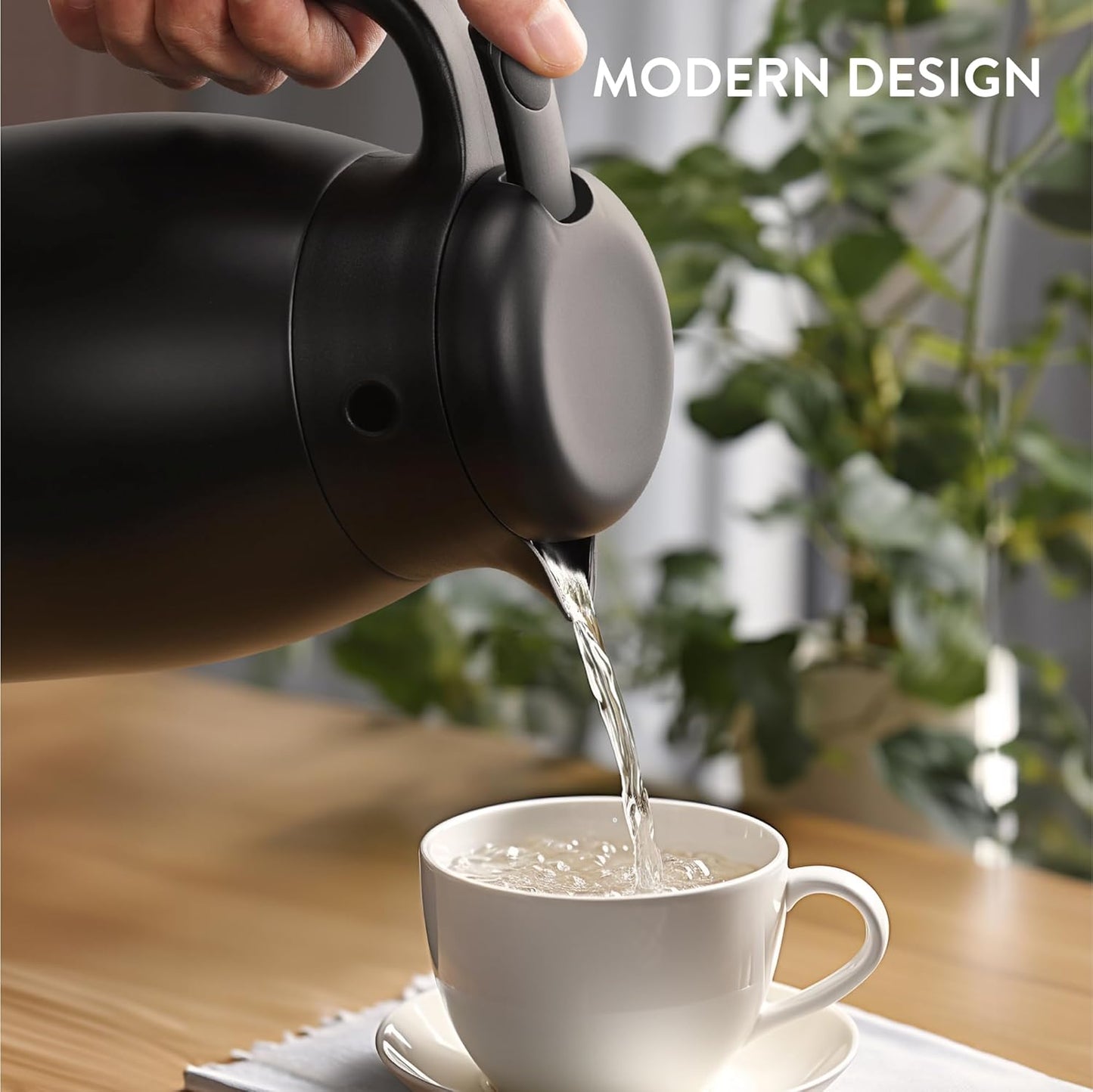 Navaris Insulated Coffee Server, Matte Black Stainless Steel Carafe for Hot & Cold Drinks (1.5 L / 50 oz)