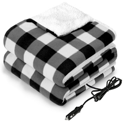 Sealy 12-Volt Heated Car Blanket, Portable Electric Blanket with 3 Heating Levels & 4 Hours Auto Off for Car, Truck, SUV, RV or Camping, Machine Washable, 59" X 43", Charcoal