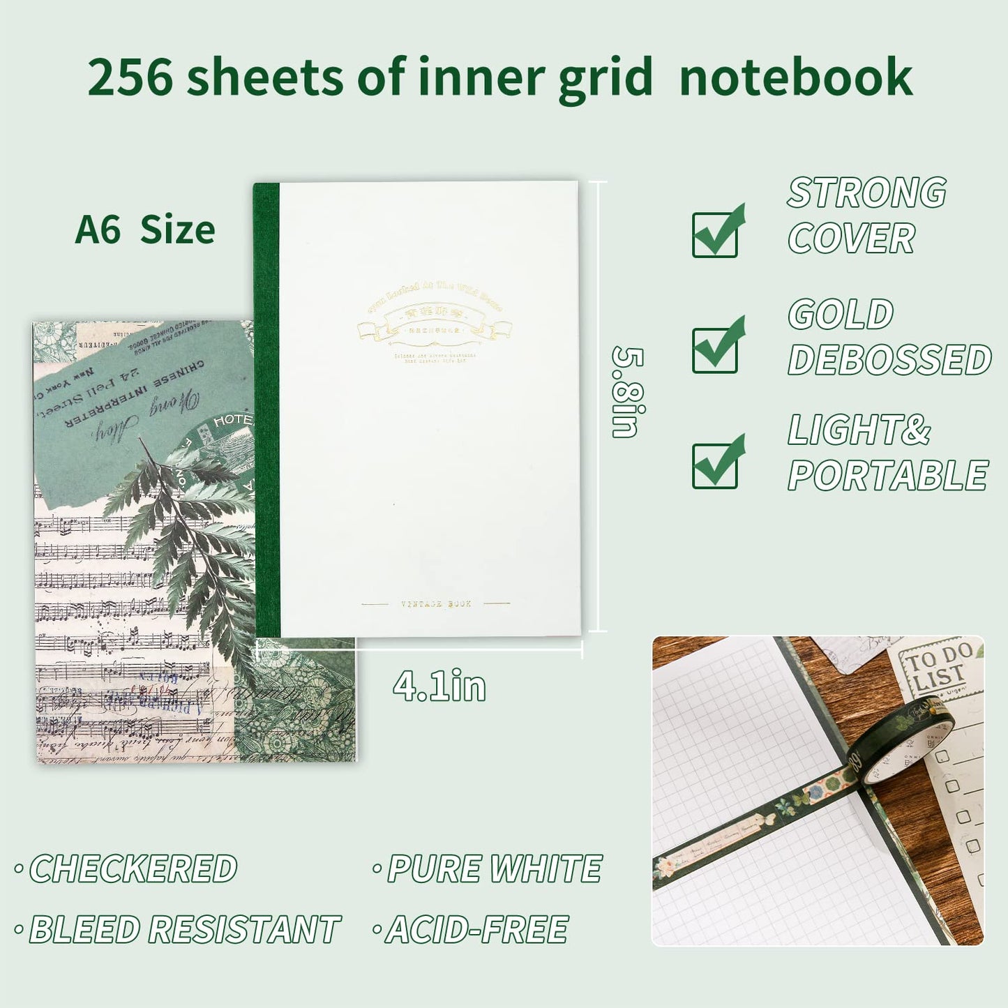 Scrapbooking Supplies Kit, Vintage Botanical Aesthetic Scrapbook Kit for Bullet Junk Journal, Stationery, A6 Grid Notebook, Flower DIY Journaling Supplies, Birthday Craft Gift for Teen Girl Women
