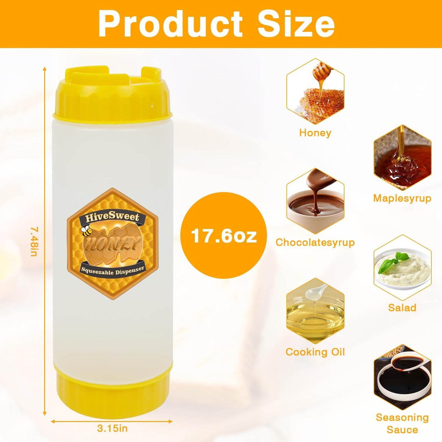 18 Oz Honey Dispenser Honey Dispenser No Drip For Home Kitchen Double Head Extrusion Syrup Dispenser
