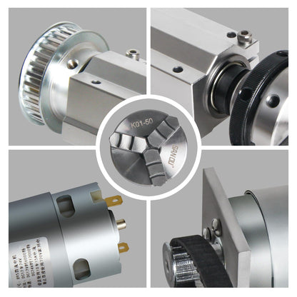 RATTMMOTOR No powered Multi-function Lathe Chuck Spindle Assemblies 895 Motor Rotary Lathe Woodworking Spindle Motor Chuck 50mm for CNC Lathe Grinder machine Table Saw (3 Jaw 50mm)