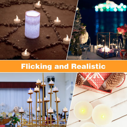 KOABY 50 Pack Warm White LED Tea Lights, Last 100H+, Flickering Flameless Battery Operated Tea Lights for Decor