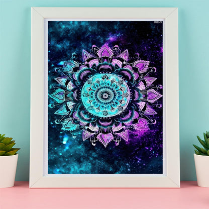 IPISSOI Christmas Mandala Blue and Purple Flowers 5D Diamond Painting Kits for Adults Diamonds Art DIY Full Circle Crystal Kit Beginner Wall Decor 12x16 inch for New Year, Valentine's Day Gifts
