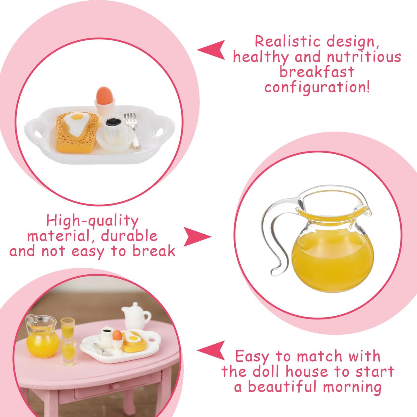 Miniature Food Set, Scene Breakfast Set Mini Kitchen Accessories, 1:12/1:6 Miniature Dollhouse Accessories, Doll House Décor for DIY Birthday Gift