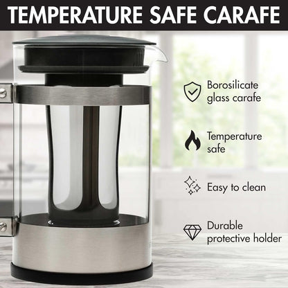 Primula 2-in-1 Coffee Maker, French Press & Cold Brew, 6 Cup Size, Durable Glass Carafe, Comfort Grip Handle