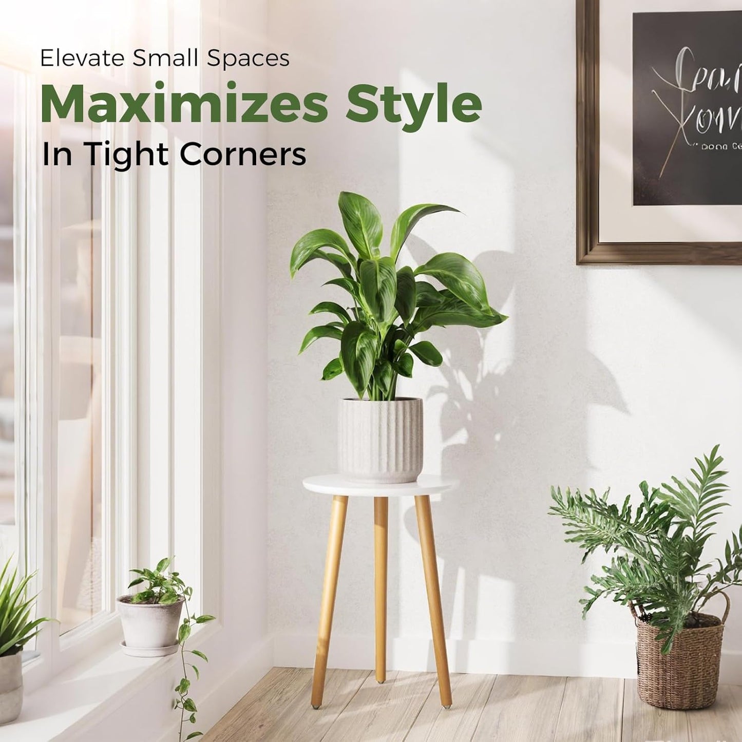 Leaf&lull Tall Plant Stand Indoor Small Plant Table for Large Plants Wooden Plant Stool Plant Holder for Living Room