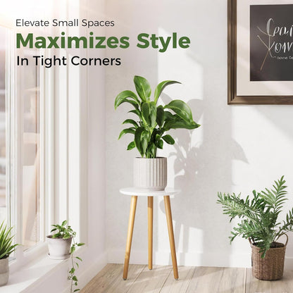 Leaf&lull Tall Plant Stand Indoor Small Plant Table for Large Plants Wooden Plant Stool Plant Holder for Living Room