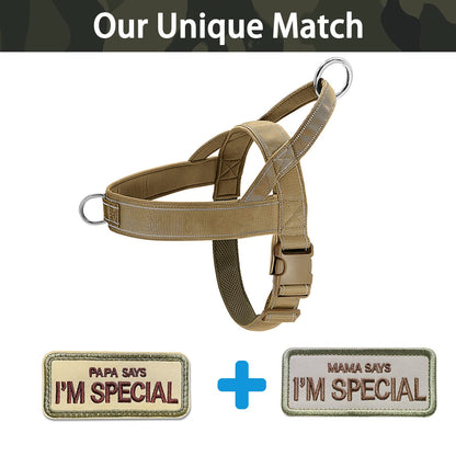 QIFBYFB No Pull Dog Harness for Medium Large Dogs, Reflective Escape Proof Adjustable No Pulling Harnesses Brown L