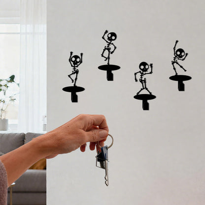 Xedatric Gothic Home Decor, Halloween Easter Skeleton Hooks, Set of 4 Skull Shaped Wall Decor for Spooky, Halloween Decor and Teen Boy Room Art