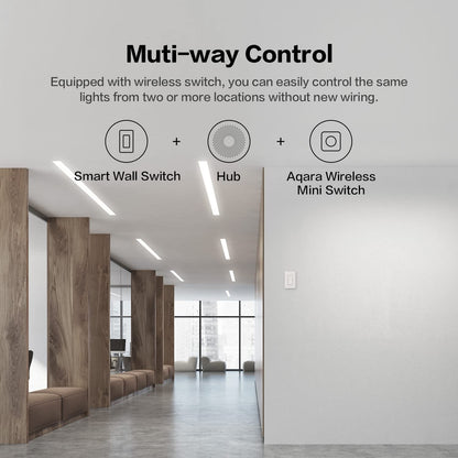 Aqara Smart Light Switch (No Neutral, Double Rocker), Requires AQARA HUB, Zigbee Light Switch, Remote Control and Smart Home Automation, Compatible with HomeKit, Google, Works with Alexa, SmartThings