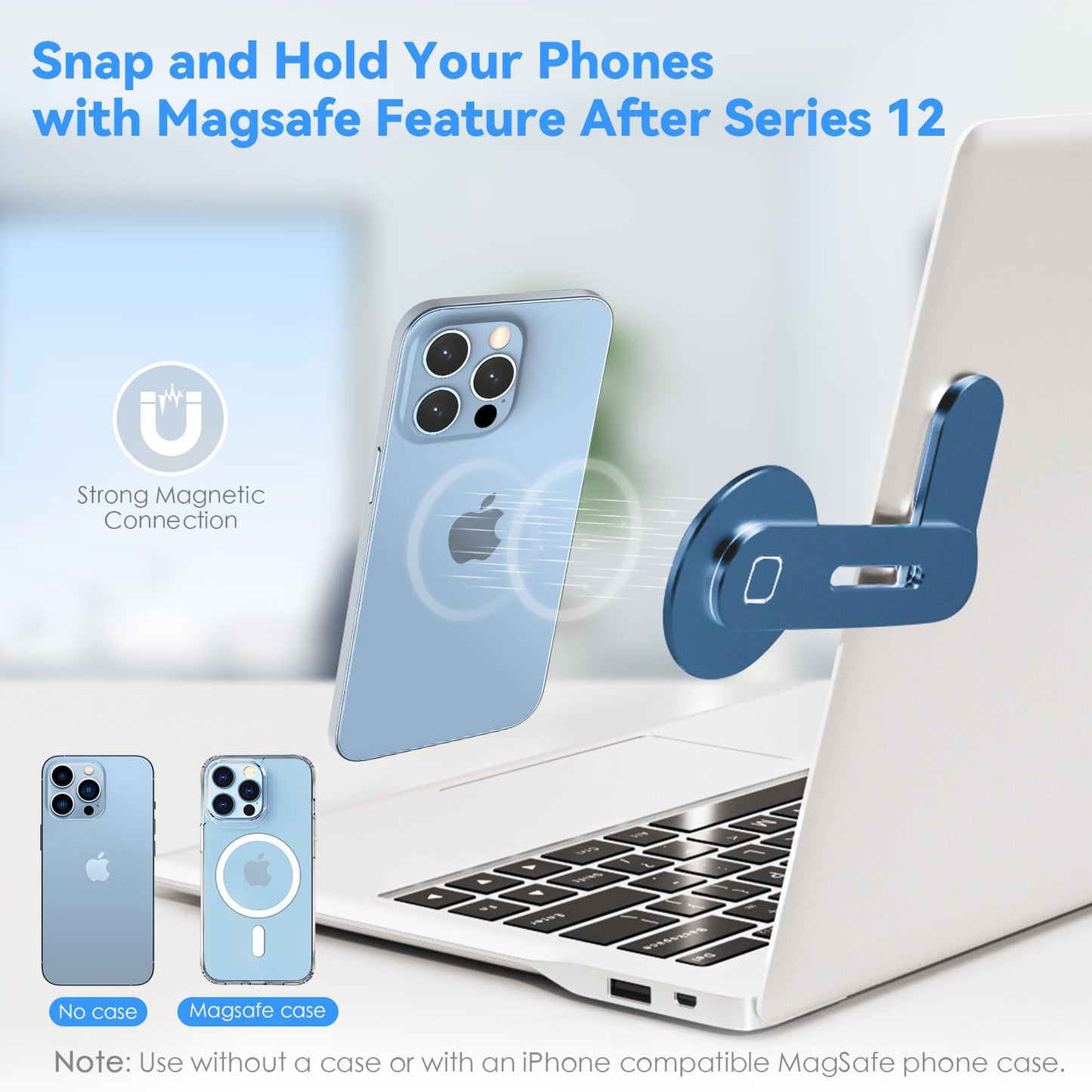 CloudValley Magnetic Phone Holder for Laptop Designed for iPhone 17/16/15/14/13/12 MagSafe, Adjustable Phone Monitor Side Mount, Slim Portable Foldable Computer Expansion Bracket, Silver