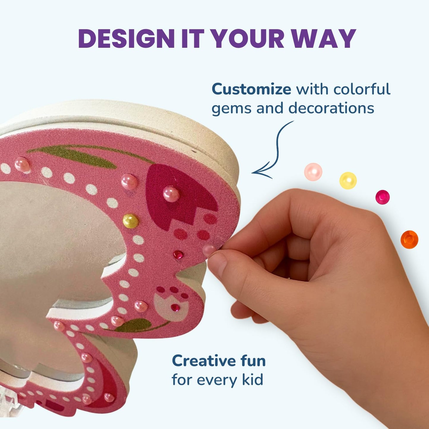 DIY Butterfly Space Mirror Light - 2 In 1 Mirror & Space Tunnel Effect with LED Lamps - Perfect Science Kids Arts and Craft Activity Kit for Girls 7-12 Years Old - Foam Craft with Gem Art Decorations