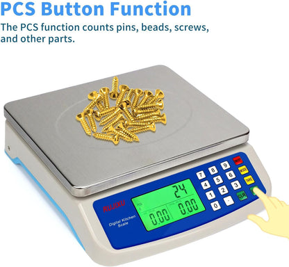 Skiennix Large Digital Kitchen Scale - 30KG Capacity | Stainless Steel, LCD Display for Baking & Food Prep