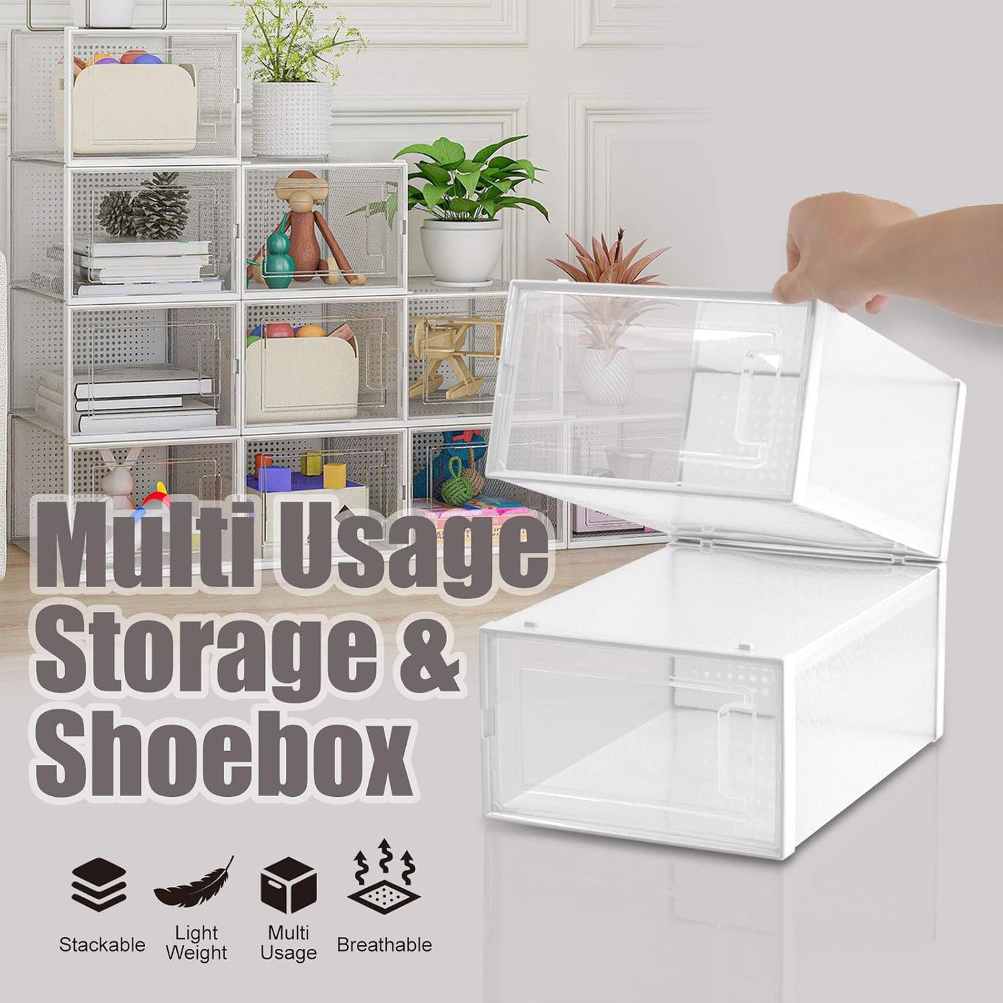 6 Closets AJP Distributors Collapsible Stackable Shoe Organizer Racks for and Entryway Shoes Storage Cabinet Storage