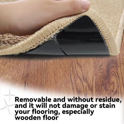 Rug Carpet Non Slip Grippers, Reusable Carpet Tape, No Damaging for Hardwood Floors, Strong Hold Rug Stickers for Area Rugs, Keep Corners Flat, Removable,16Pcs