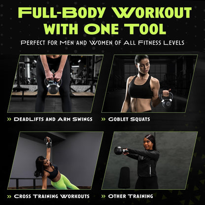 Rage Fitness Single Cast Iron Kettlebell | Powder Coated - Wide Handle Weights for Core & Glute Workouts; Swings, Squats, Deadlifts; Strength, Endurance & Flexibility for Men & Women