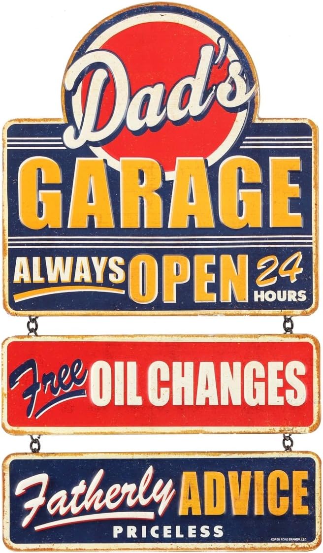 Dad's Garage Linked and Embossed Vintage Metal Sign - Great Gift Idea