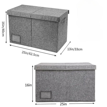 PandaEar Large Toy Storage Box with Lid, Collapsible Organizer Chest Bin Basket for Kids, Boys, Girls, Playroom, Nursery, Bedroom, Closet, 25"x13"x16" (Gray)