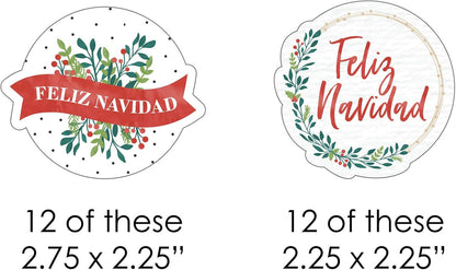 Big Dot of Happiness Feliz Navidad - Shaped Holiday Spanish Christmas Party Cut-Outs, 24 Count