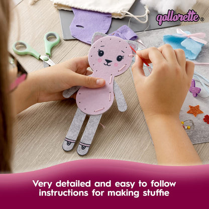 qollorette Felt Sewing Kit for Children, Make Your Own Kitty Toy, Kids' Craft Kit - Make A Friend Sew Kit - Beginner Sewing Kit for Kids, Learn to Sew & Play