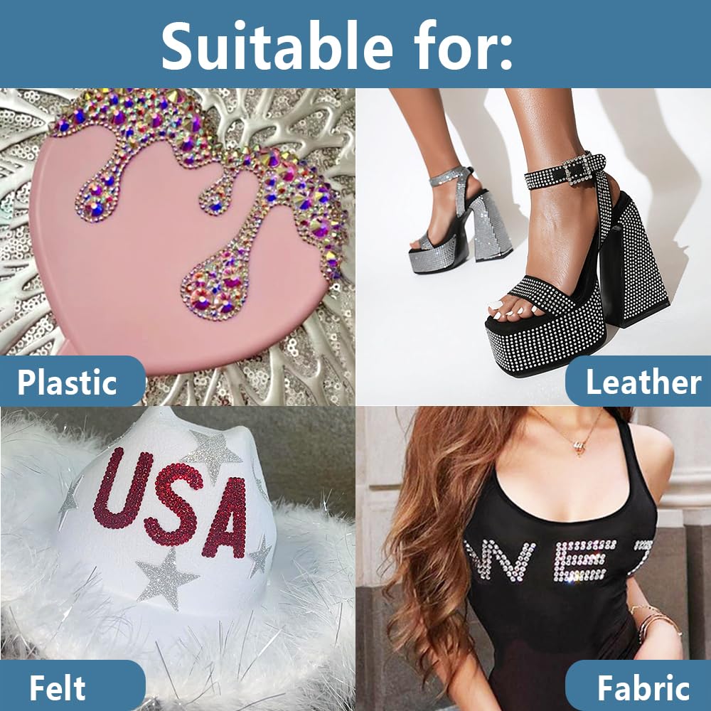 blinginbox Hotfix Applicator DIY Crafts Hot Fix Rhinestone Setter Hot Fixed Wand Kit 6000 Pcs Gems Picker Brush Bag Various Tips Bedazzler Kit with Crystal Bedazzling Set Heat Gun for Crafts