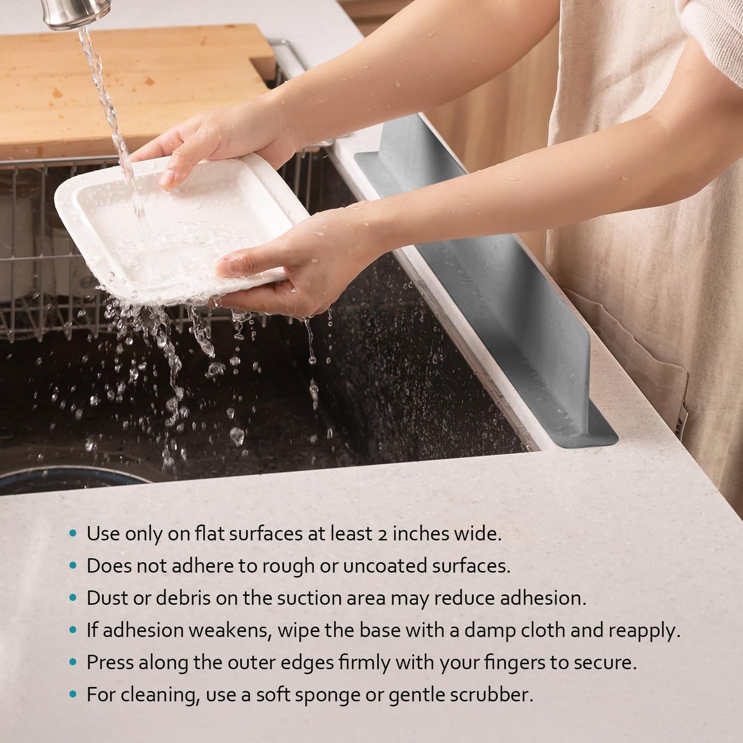 carrotez Silicone Kitchen Sink Splash Guard for Faucet — Silicone Water Splash Guard Mat, Quick Suction Setup, Gray(20.5 x 1.8 x 2.75")