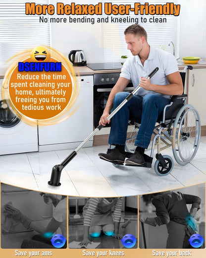Electric Spin Scrubber - Upgraded Bathroom Cleaning Brush with 2 Speeds, 3 Replaceable Brush Heads & Adjustable Handle