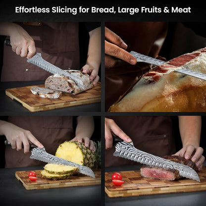 2026 Offset 10.5 Inch SYOKAMI New Upgraded Bread Knife for Homemade Bread, Resharpenable Serrated Knife, Ultra-Sharp