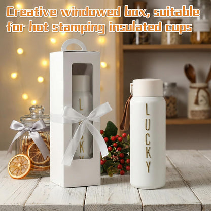 30 Pcs Tumbler Gift Box with Handle, Sublimation Tumblers Package Boxes, with Clear Window and Ribbon, Heat Press Blanks Bottle Gift Box, for Bridesmaid Gifts Wedding Favors Wrapping Packaging DIY Dec