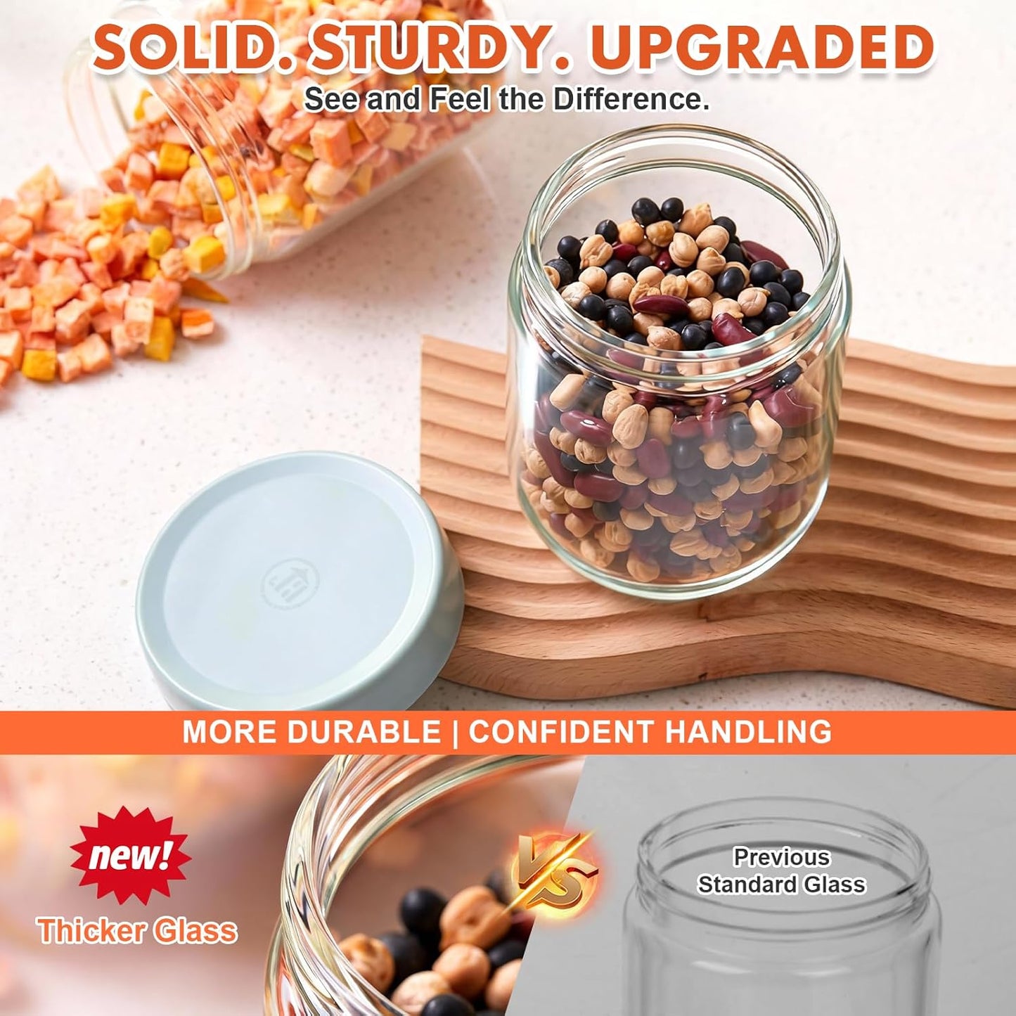 iyayayuanyuan 16oz (6 Pack) -20C, 230C Frozen Premium Borosilicate Glass Meal Prep Jars with Airtight Lids - Freezer