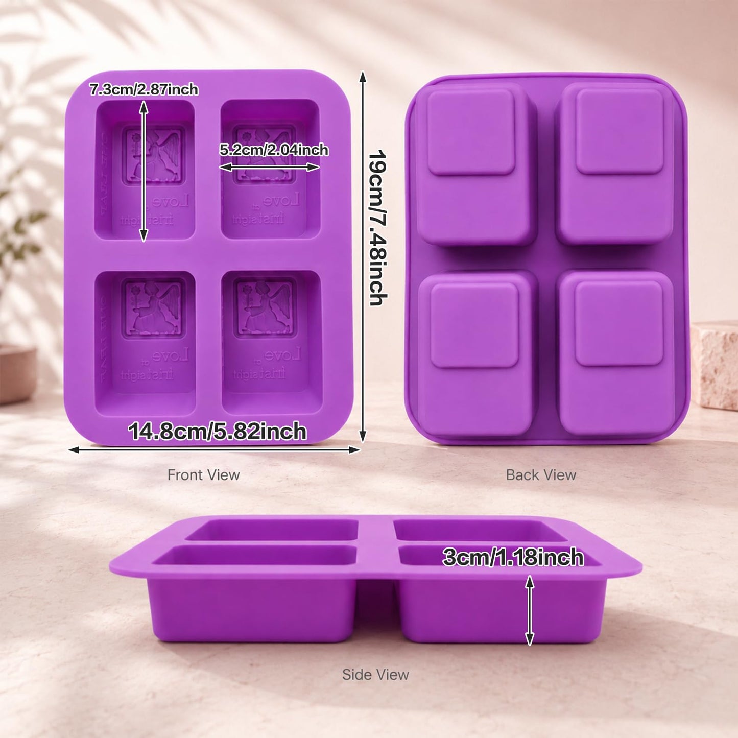 2 Pack Angel Silicone Soap Mold Rectangle Soap Making Mold Embossed Angel Silicone Mold Angel Girl Mold Rectangle Handmade Soap Mold for Soap Candle Lotion Bath Bombs Resin Wax Cake Chocolate Candy