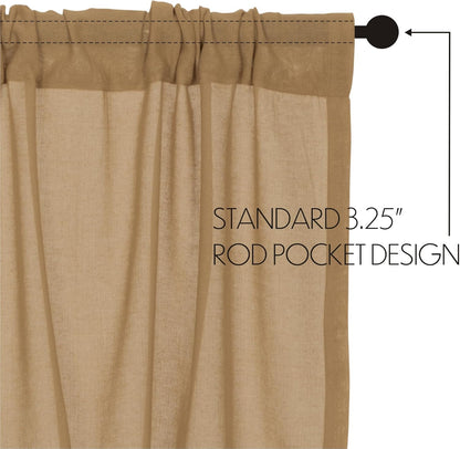 VHC Brands Primitive Farmhouse Kitchen Window Curtains - Tobacco Cloth Fringed Tier Pair, Set 24x36, Khaki Tan