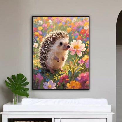 Lvmuu Hedgehog Diamond Art Kits for Adults, 5D Cute Animal Flowers Diamonds Painting Kits for Beginners, Fantastic DIY Full Round Drill Beads Gem Art Paint By Numbers Crafts Home Wall Decor 30x40cm