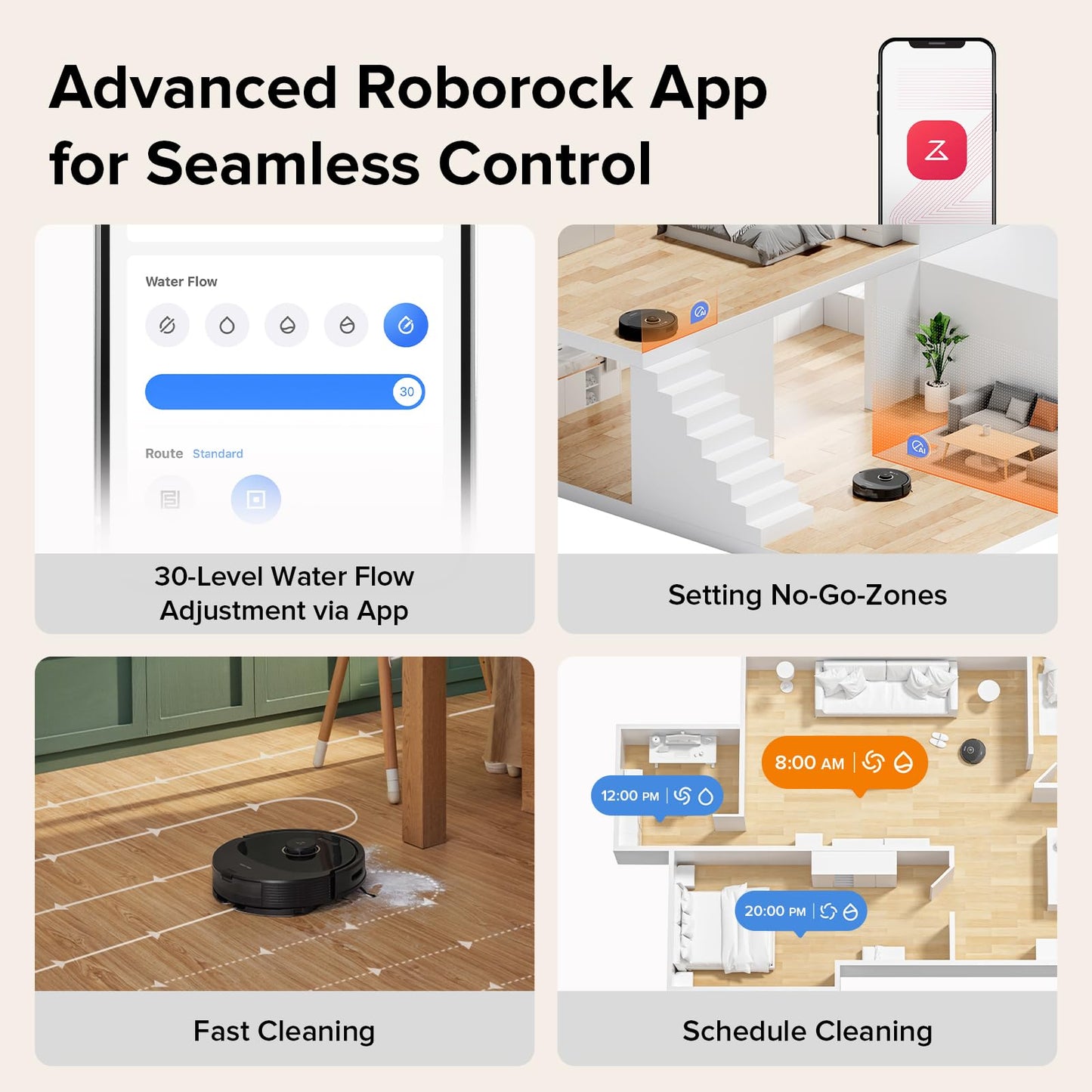 roborock Q8 Max Robot Vacuum and Mop Cleaner, DuoRoller Brush, 5500Pa Strong Suction, Lidar Navigation, Obstacle Avoidance, Multi-Level Mapping, Perfect for Pet Hair