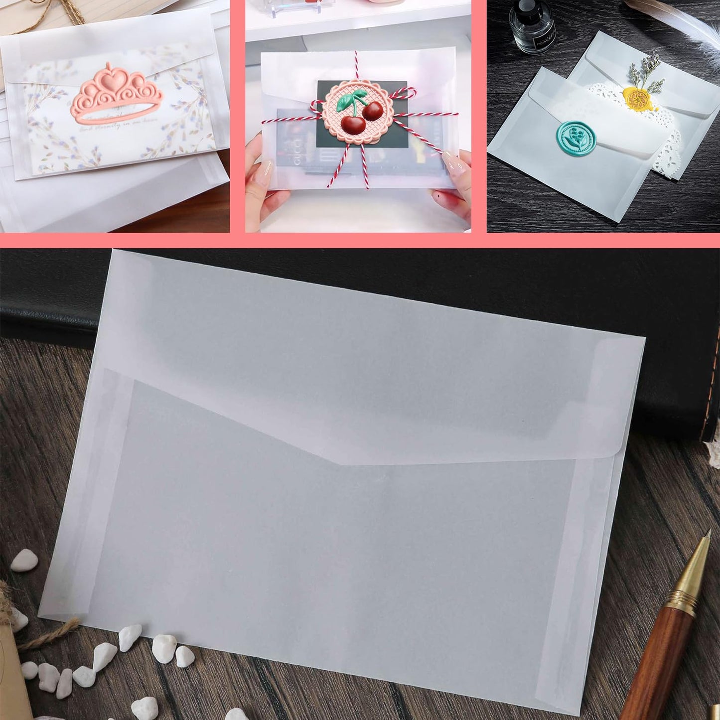 Wax Seal Electric Kit with 24 Colors Wax Seal Beads 600pcs, 3pcs (Cherry/Heart Crown/Lily of the valley) Stamps with Electric Warmer Set for Sealing Invitation, Christmas, Gift Wrapping (3D Stamp Kit)
