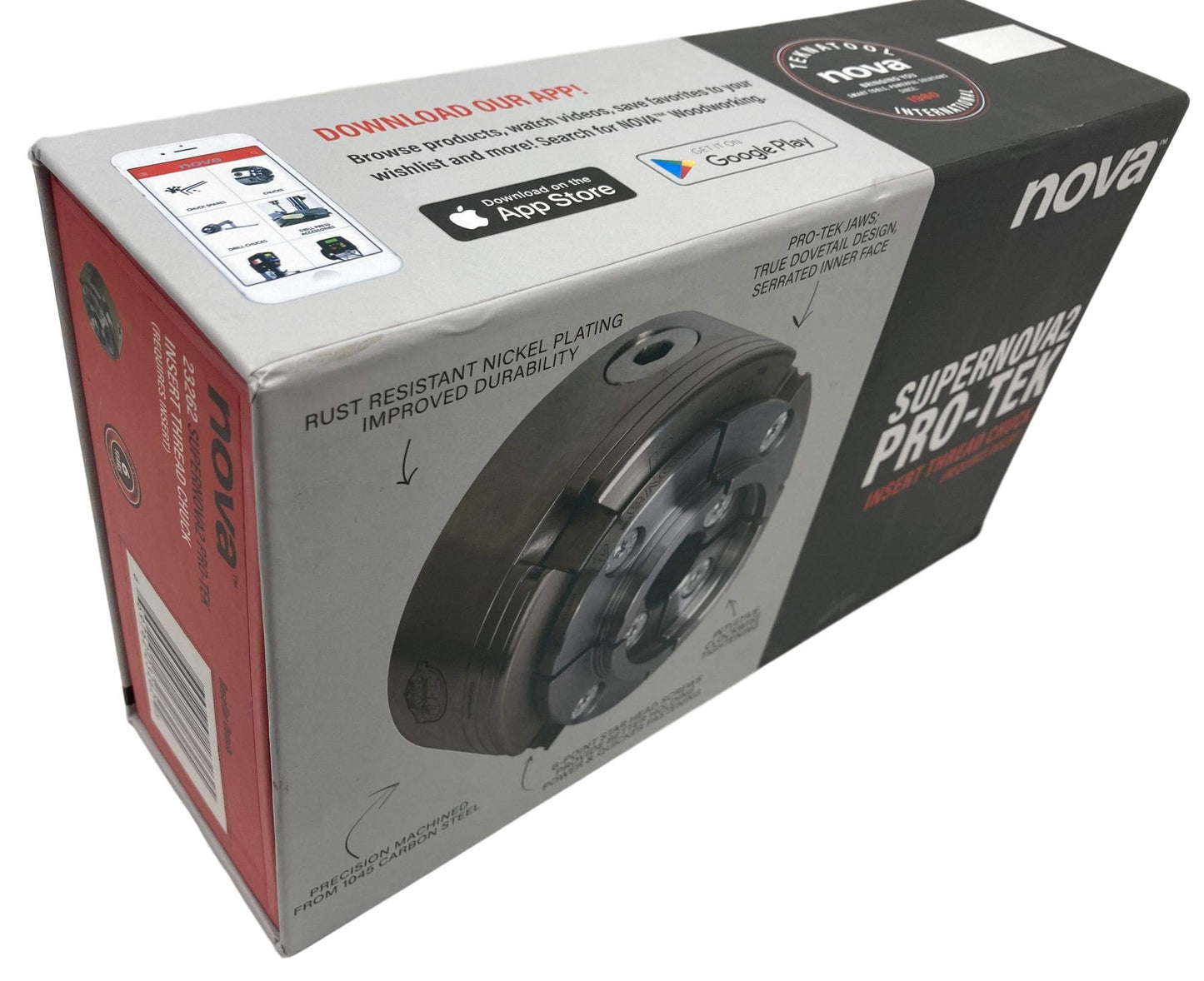Nova 23262 Premier Pro-Tek Supernova 2 Wood Lathe Chuck Kit with Pro-Tek 2" Jaw Set, Woodworm Screw, & accessories, bundled with Nova ILNS 1-1/4" x 8tpi Insert