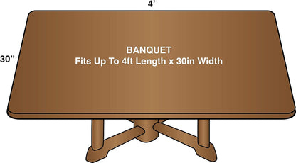 Deluxe Elastic Edged Flannel Backed Vinyl Fitted Table Cover - Basketweave (Beige) Pattern - 4' x 30" - Covers For The