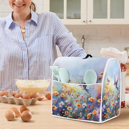 Hummingbird Daisy Dust Cover for Stand Mixer, Kitchen Appliance Cover with Handle and Storage Pocket