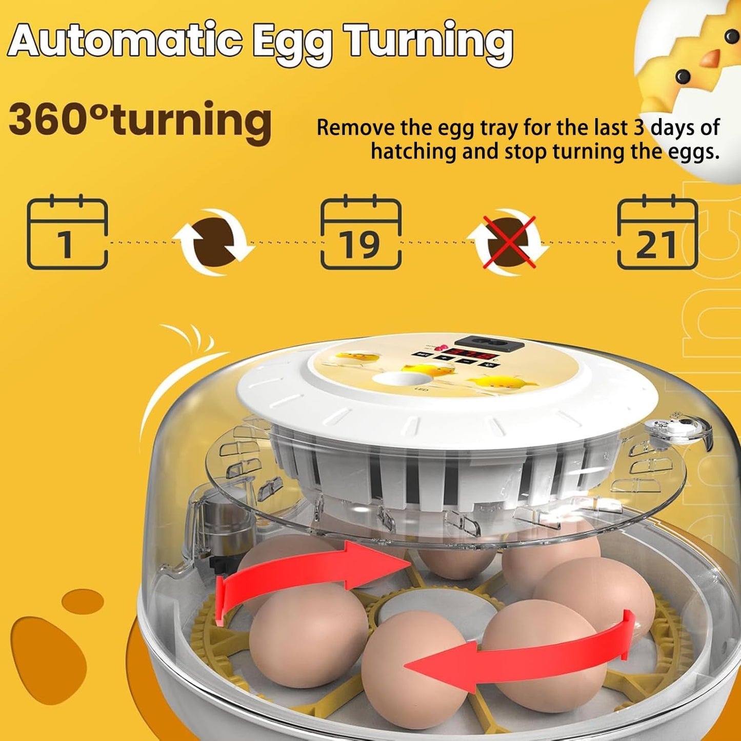 8 360 Egg Incubators for Hatching Eggs, Incubator for Chicken Eggs Degree View, Automatic Egg Turner and Egg Candler