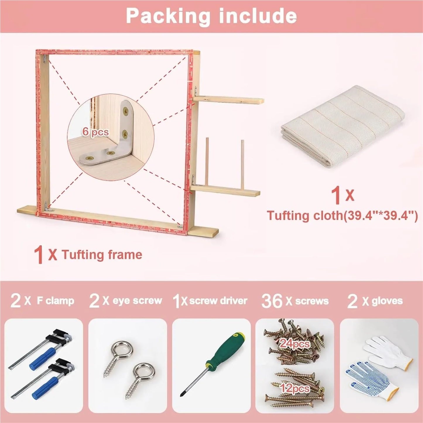 Cross Stitch Stand 80/90cm Tufting Frame Large tuft Rug Punch Needle Carpet Making(90x90cm)