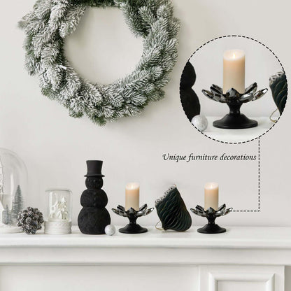 1 PC Black Crystal Flower Tea Light Holder, Glass Tealight Candlestick with Metal Base, Votive Candle for Table Centerpiece, Wedding/Parties Decor, Nice Gift